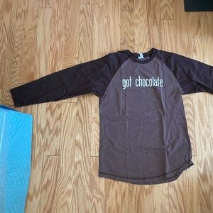 Vintage got chocolate? brown color block tee